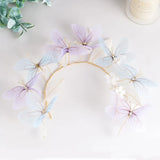 Vintage Lavender Butterfly Crown Tiara Headband for Wedding Prom