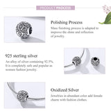 Vintage Lily Flower Metal Beads 925 Sterling Silver Women Charm Bracelet