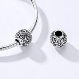 Vintage Lily Flower Metal Beads 925 Sterling Silver Women Charm Bracelet