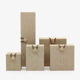 Vintage Linen Buckle Wooden Jewelry Boxes Ring Bracelet Pendant Packaging