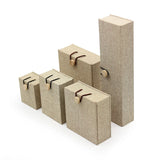 Vintage Linen Buckle Wooden Jewelry Boxes Ring Bracelet Pendant Packaging