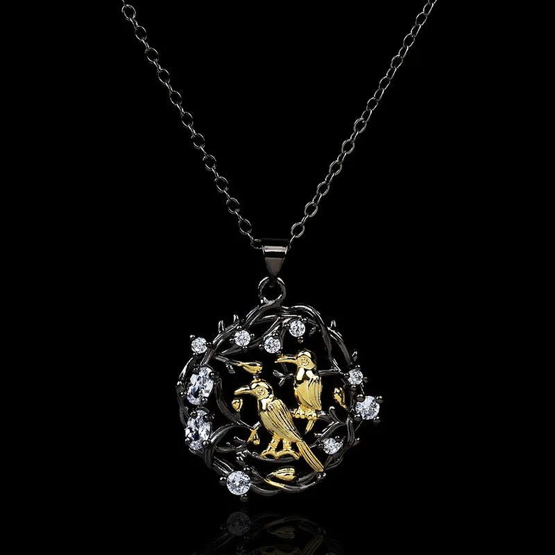 Vintage Bird Plum Blossom Zircon Necklace Short Vine Clavicle Chain