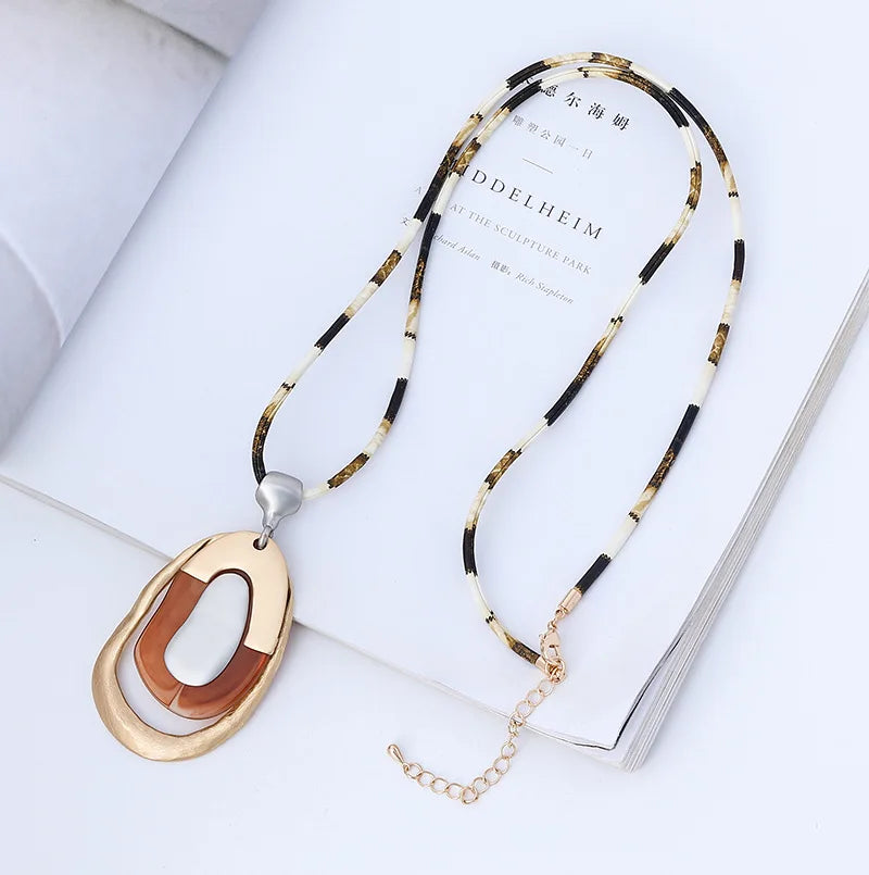 Vintage Geometric Collare Necklace with Long Chains - Goth Jewelry for Women