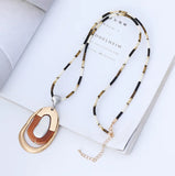 Vintage Geometric Collare Necklace with Long Chains - Goth Jewelry for Women