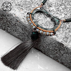 Vintage Long Chains Ethnic Tassel Pendant Necklace Unusual Goth