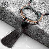 Vintage Long Chains Ethnic Tassel Pendant Necklace Unusual Goth