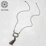 Vintage Long Chains Ethnic Tassel Pendant Necklace Unusual Goth