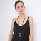Vintage Long Chains Circles Pendant Necklace Costume Jewelry Women