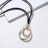 Vintage Long Chains Circles Pendant Necklace Costume Jewelry Women