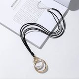 Vintage Long Chains Circles Pendant Necklace Costume Jewelry Women