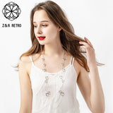 Vintage Long Collar Silver Hearts Necklace Suspension Goth Pendants