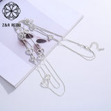 Vintage Long Collar Silver Hearts Necklace Suspension Goth Pendants