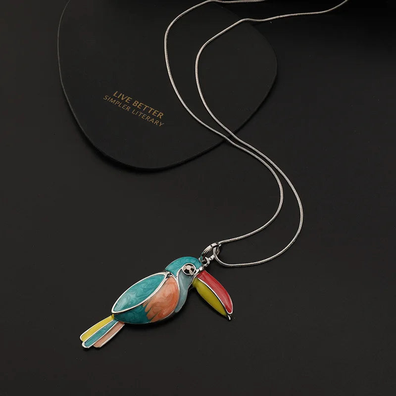 Vintage Woodpecker Pendant Necklace for Women