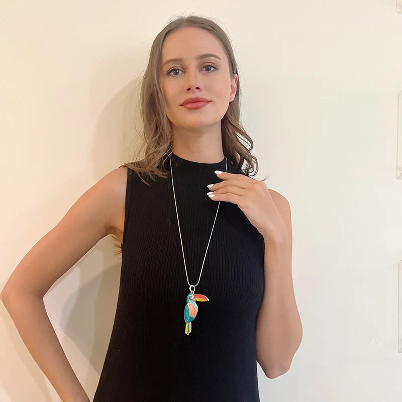 Vintage Woodpecker Pendant Necklace for Women