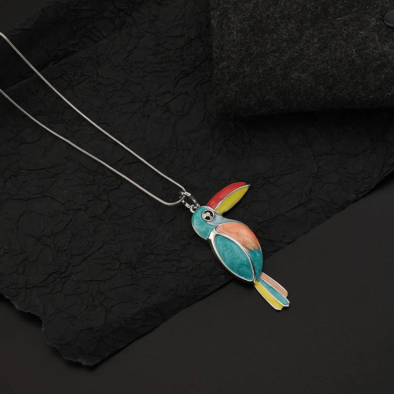 Vintage Woodpecker Pendant Necklace for Women