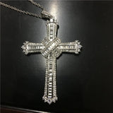 Vintage Cross Pendant Necklace 925 Sterling Silver AAAAA Zircon CZ