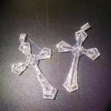 Vintage Diamond Cross Pendant 925 Sterling Silver Necklace For Women Men