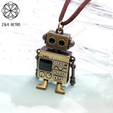 Vintage Long Robot Pendant Necklace for Women