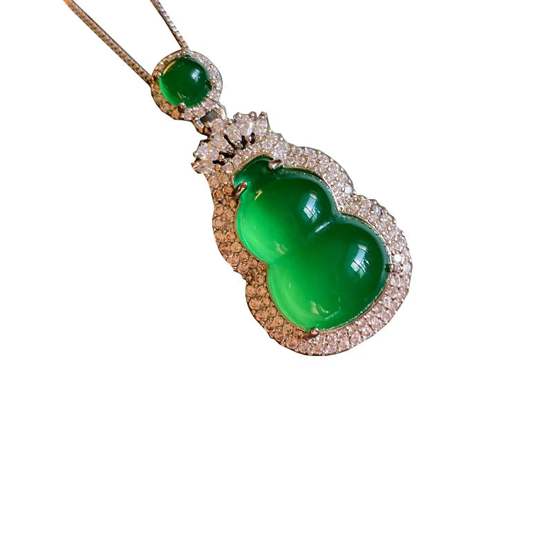 Vintage Lab Emerald Diamond Necklace 925 Sterling Silver Wedding Pendants