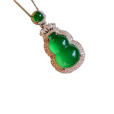 Vintage Lab Emerald Diamond Necklace 925 Sterling Silver Wedding Pendants
