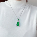 Vintage Lab Emerald Diamond Necklace 925 Sterling Silver Wedding Pendants