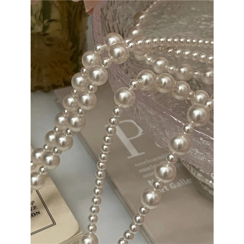 Long Pearl Necklace for Women Fake Pearls Dress Necklaces Sweater Chain
