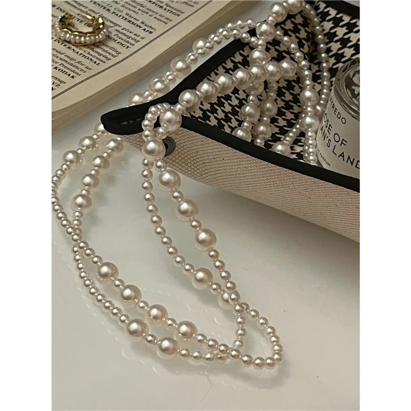 Long Pearl Necklace for Women Fake Pearls Dress Necklaces Sweater Chain