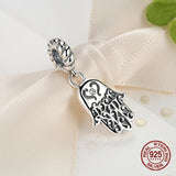 Vintage Hamsa Hand Pendant 925 Sterling Silver Necklace Charm Bead Jewelry