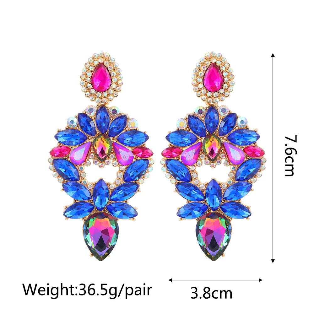 Vintage Crystal Dangle Drop Earrings Christmas Gift Jewelry