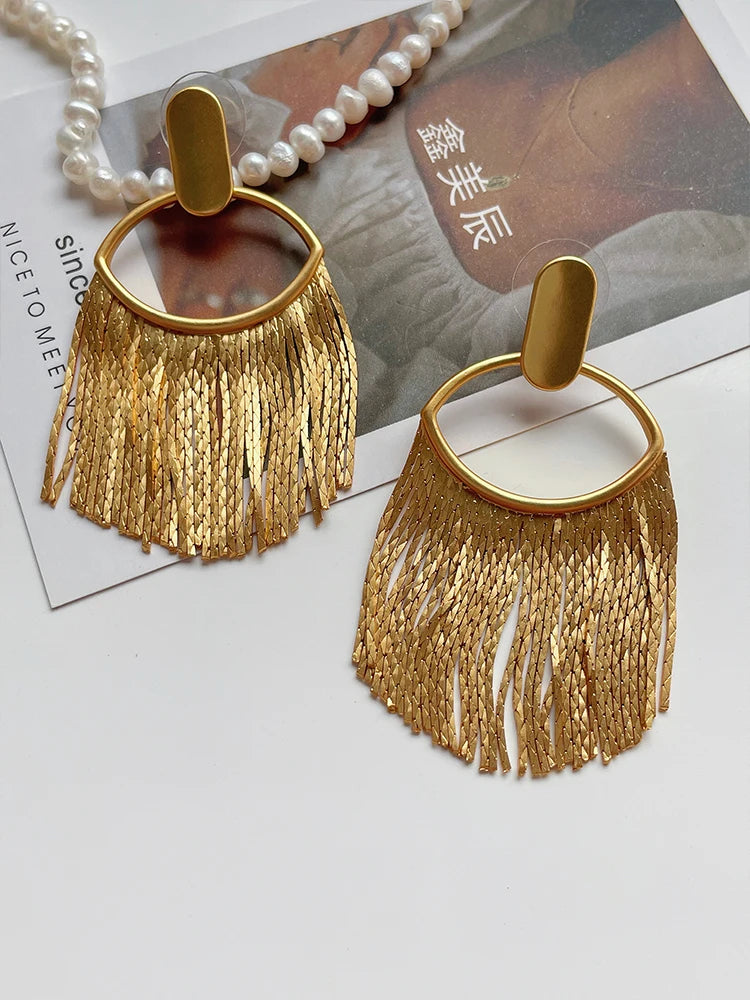 Vintage Tassel Clip On Drop Earrings For Women Without Piercing