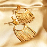 Vintage Tassel Clip On Drop Earrings For Women Without Piercing
