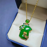 Vintage Green Jade Women Necklace 925 Sterling Silver Chalcedony Pendant