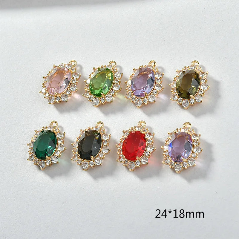 Vintage Crystal Zircon Oval Pearl Necklace Pendant DIY Accessories