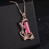 Vintage Peacock Red Crystal Ruby Gemstones Diamond Pendant Necklaces for Women