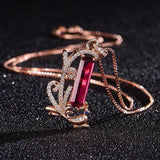 Vintage Peacock Red Crystal Ruby Gemstones Diamond Pendant Necklaces for Women