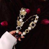 Vintage Flower Headwrap Hairband Pearl Crystal for Women Girls
