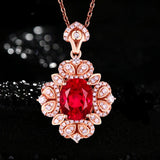 Vintage Red Crystal Ruby Gemstones Diamonds Crown Pendant Necklaces
