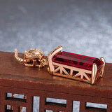 Vintage Red Crystal Ruby Gemstones Diamond Pendant Necklaces for Women