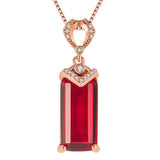 Vintage Red Crystal Ruby Gemstones Diamond Pendant Necklaces for Women