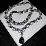 Vintage Silver Amethyst Long Necklace Pendant Chain Choker