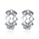 Vintage Hollow Out Hoop Earrings Silver 925 Women's Jewelry