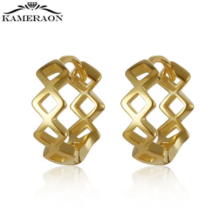 Vintage Hollow Out Hoop Earrings Silver 925 Women's Jewelry