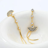 Vintage Zircon Tassel Fan Earrings 925 Silver