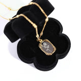 Vintage Magic Mirror Rose Flower Pendant Necklace for Women