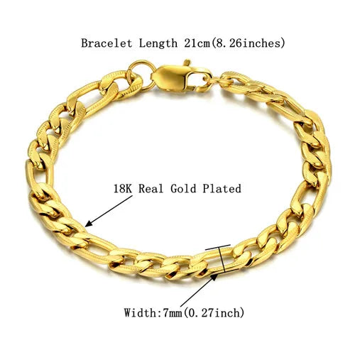 Vintage Stainless Steel Link Chain Bracelet Men Jewelry