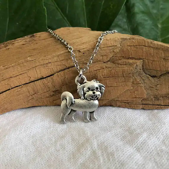 Vintage Maltese Terrier Dog Pendant for women