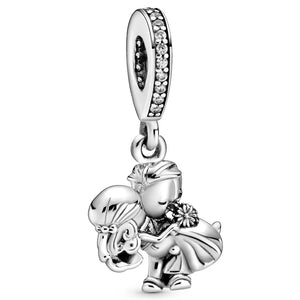 Vintage Married Couple Infinity Hearts Pendant Charm
