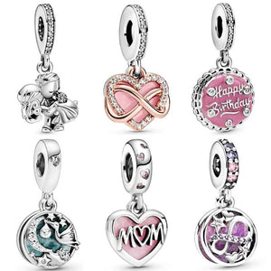 Vintage Married Couple Infinity Hearts Pendant Charm