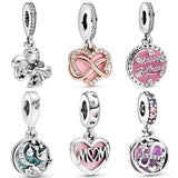 Vintage Married Couple Infinity Hearts Pendant Charm