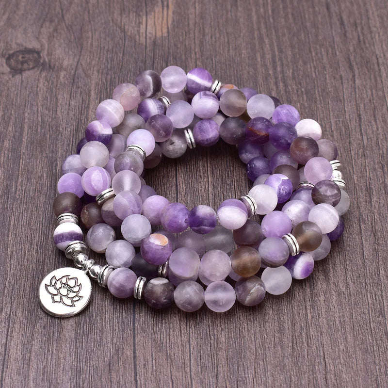 Vintage Matte Cape Amethyst Healing Bracelet 8mm Beaded Bracelet